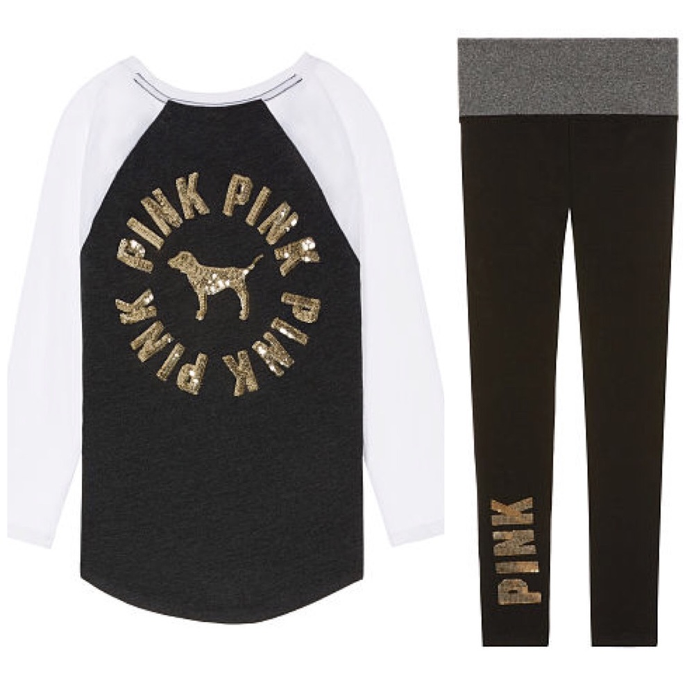 PINK Bling Perfect Tee & Waist High Legging Set